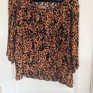 Cato Black and Tan Animal Print Blouse